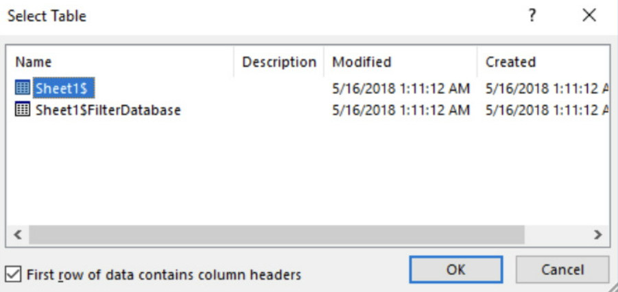 Lựa chọn file Excel cần dùng