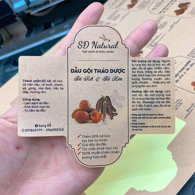 Chất liệu in decal giấy cho mẫu tem dầu gội