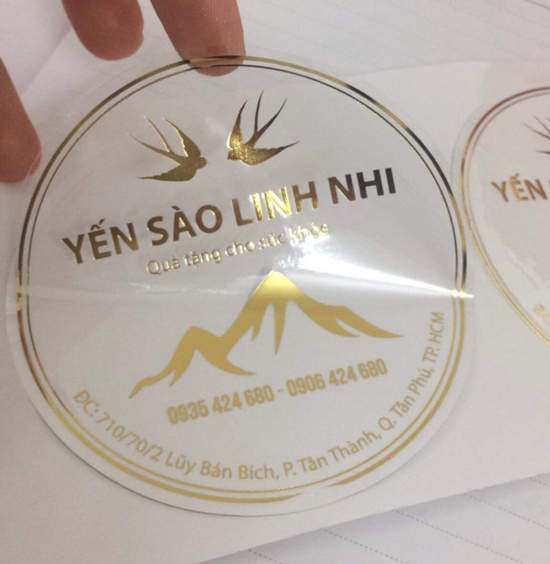 In tem ép kim, ép nhũ cho sản phẩm yến sào