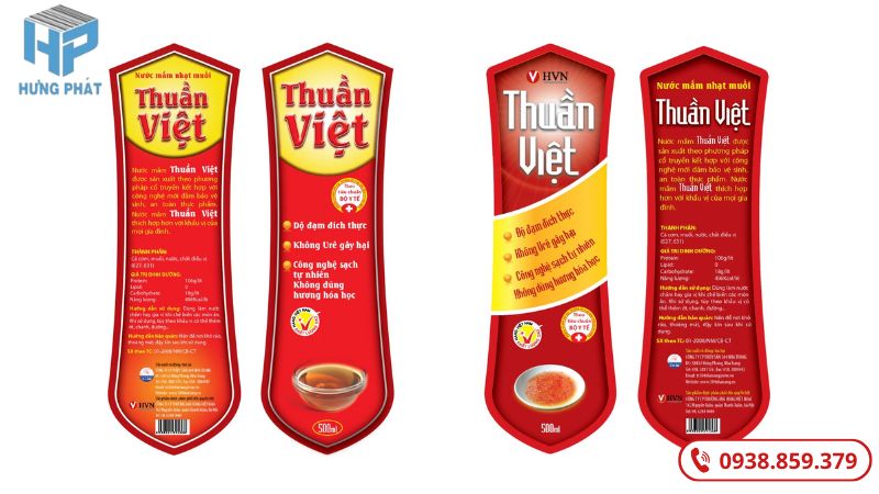 In tem nhãn nước mắm dán lên mặt trước sản phẩm giúp thu hút khách hàng và quảng bá thương hiệu
