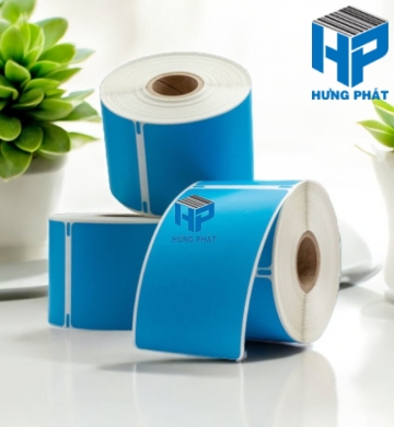 Giấy Decal màu xanh da trời in tem nhãn mã vạch