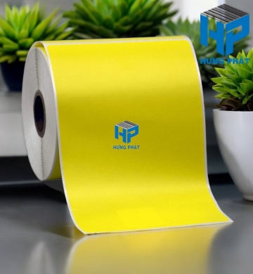 Giấy Decal màu vàng in tem nhãn mã vạch