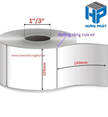 Giấy Decal in mã vạch kích thước 105mm x 150mm