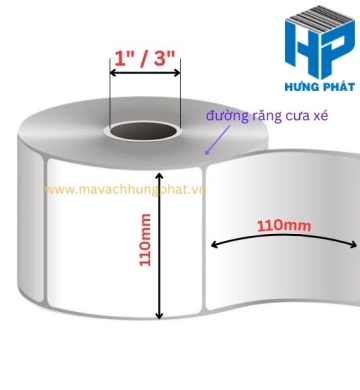 Giấy Decal in mã vạch kích thước 110mm x 110mm