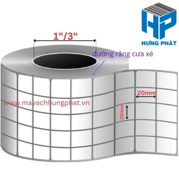 Giấy Decal in mã vạch kích thước 20mm x 20mm (5 Tem)