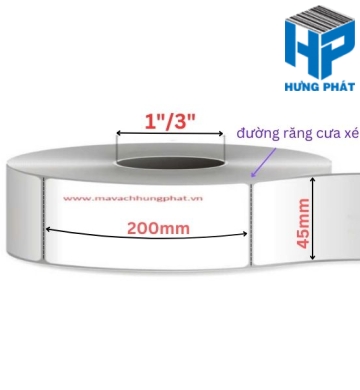 GIẤY IN MÃ VẠCH 45MM X 200MM - MÃ VẠCH HƯNG PHÁT