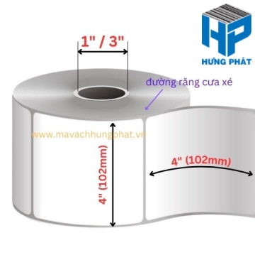 Giấy Decal in mã vạch kích thước 4" x 4" (102mm x 102mm)