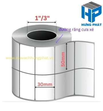 GIẤY IN MÃ VẠCH 50MM X 30MM (2 TEM) - MÃ VẠCH HƯNG PHÁT
