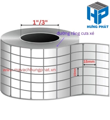 Giấy Decal in mã vạch 6 tem kích thước 15mm x 15mm