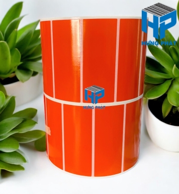 Giấy decal màu đỏ in tem nhãn mã vạch