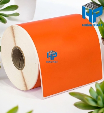 Giấy Decal màu cam in tem nhãn mã vạch