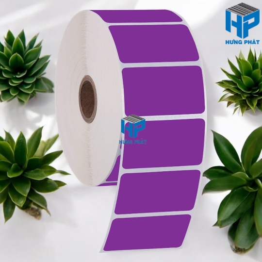 Giấy Decal màu tím in tem nhãn mã vạch