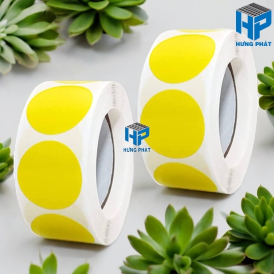 Tem Decal phi tròn nền màu quấn cuộn/cắt tờ