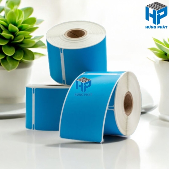 Giấy Decal màu xanh da trời in tem nhãn mã vạch