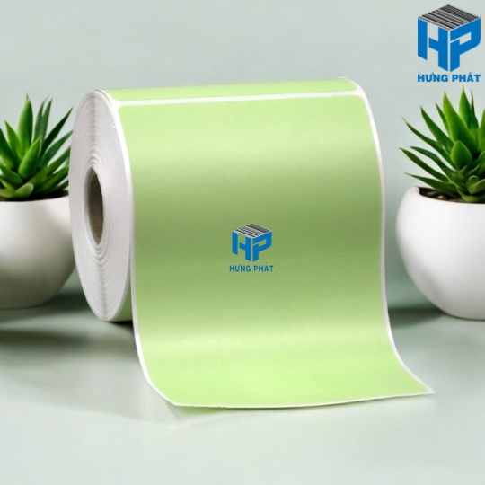 Giấy Decal màu xanh lá in tem nhãn mã vạch