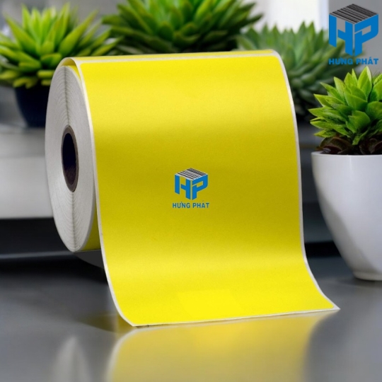 Giấy Decal màu vàng in tem nhãn mã vạch