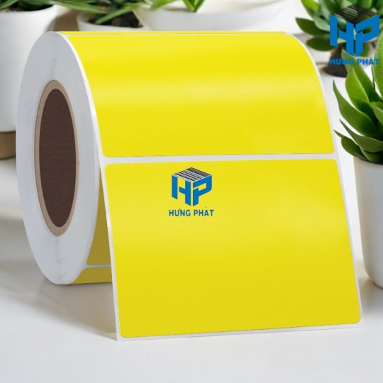 Giấy Decal màu vàng in tem nhãn mã vạch