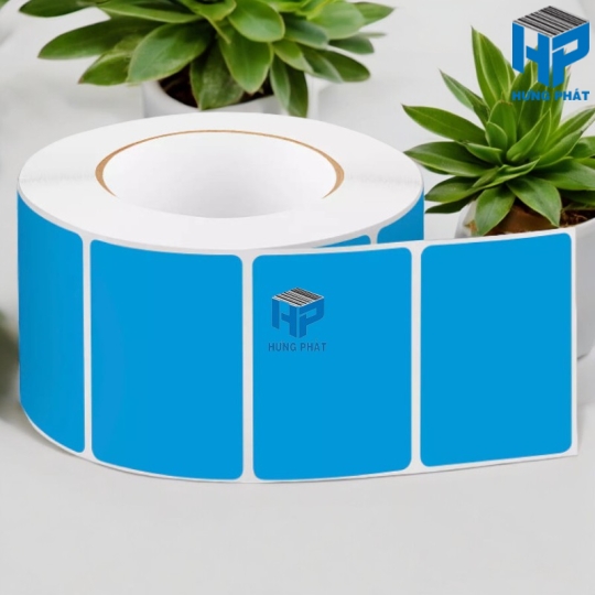 Giấy Decal màu xanh da trời in tem nhãn mã vạch