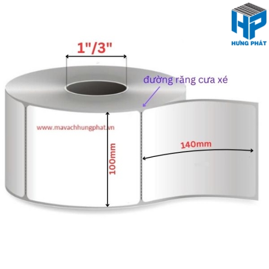 Giấy Decal in mã vạch kích thước 100mm x 140mm