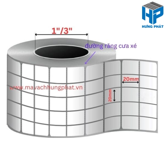 Giấy Decal in mã vạch kích thước 20mm x 20mm (5 Tem)