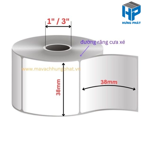Giấy Decal in mã vạch kích thước 38mm x 38mm