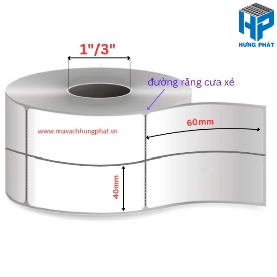 GIẤY IN MÃ VẠCH 40MM X 60MM (2 TEM) - MÃ VẠCH HƯNG PHÁT
