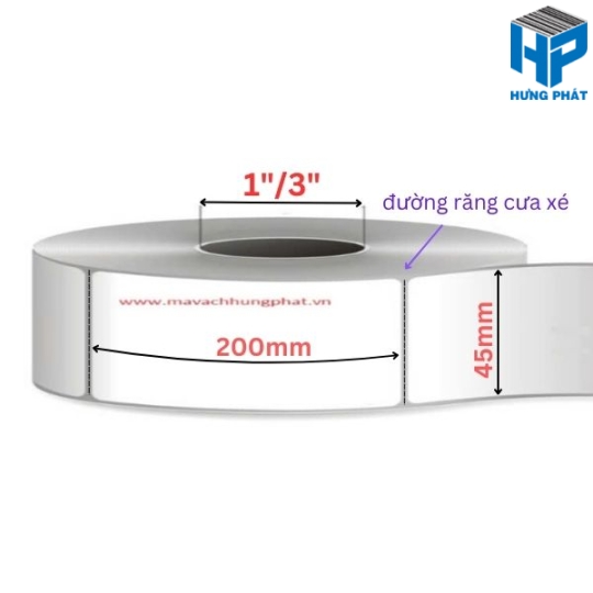 GIẤY IN MÃ VẠCH 45MM X 200MM - MÃ VẠCH HƯNG PHÁT