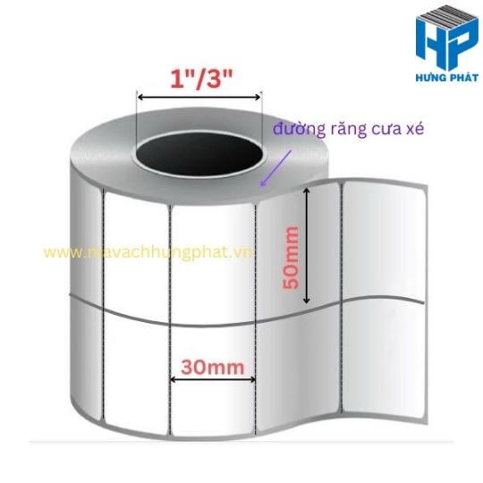 GIẤY IN MÃ VẠCH 50MM X 30MM (2 TEM) - MÃ VẠCH HƯNG PHÁT