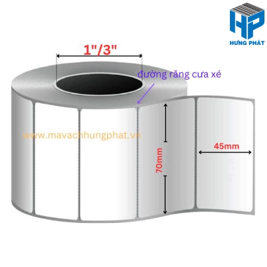 GIẤY IN MÃ VẠCH 70MM X 45MM - MÃ VẠCH HƯNG PHÁT