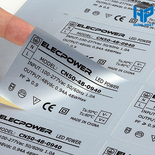 Tem nhãn in chất liệu Decal xi bạc