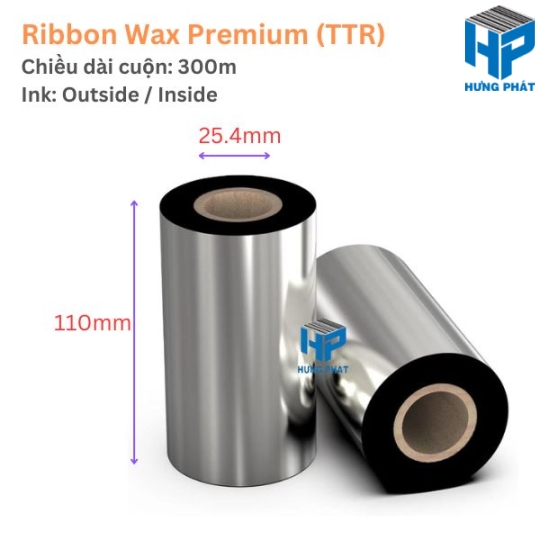 Mực in mã vạch Wax Premium 110mm x 300m - Ruy băng in mã vạch