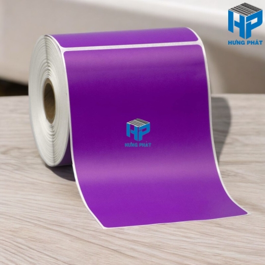 Giấy Decal màu tím in tem nhãn mã vạch