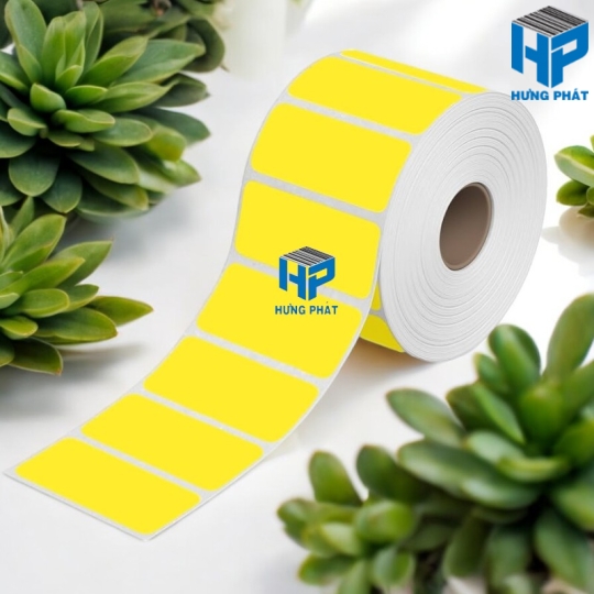Giấy Decal màu vàng in tem nhãn mã vạch