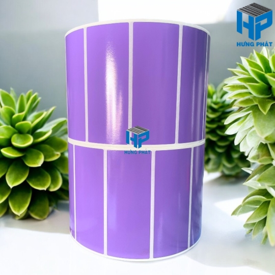 Giấy Decal màu tím in tem nhãn mã vạch