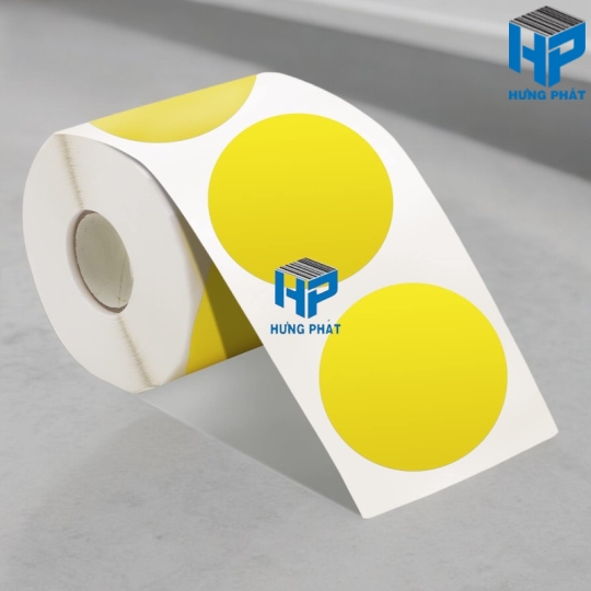 Giấy Decal màu vàng in tem nhãn mã vạch