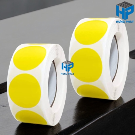 Tem Decal phi tròn nền màu quấn cuộn/cắt tờ