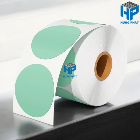 Giấy Decal màu xanh lá in tem nhãn mã vạch
