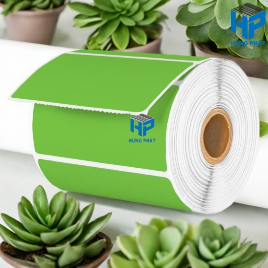 Giấy Decal màu xanh lá in tem nhãn mã vạch