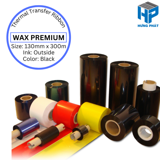 MỰC IN MÃ VẠCH WAX PREMIUM 130MM X 300M - RUY BĂNG IN MÃ VẠCH